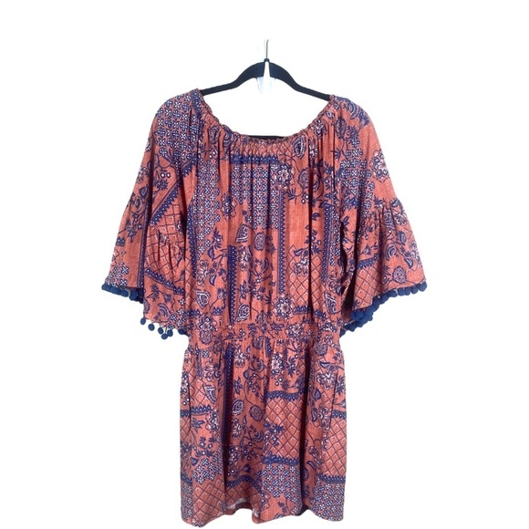 EST. 1946 Floral Boho Flutter Sleeve Off Shoulder Romper Stretch Size Large. - Picture 2 of 9